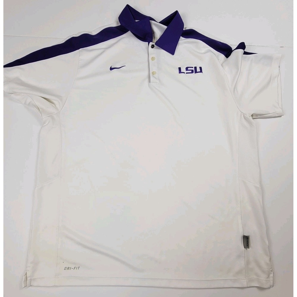 Nike LSU Tigers performance polo Dri-FIT Golf Shirt Size XLT